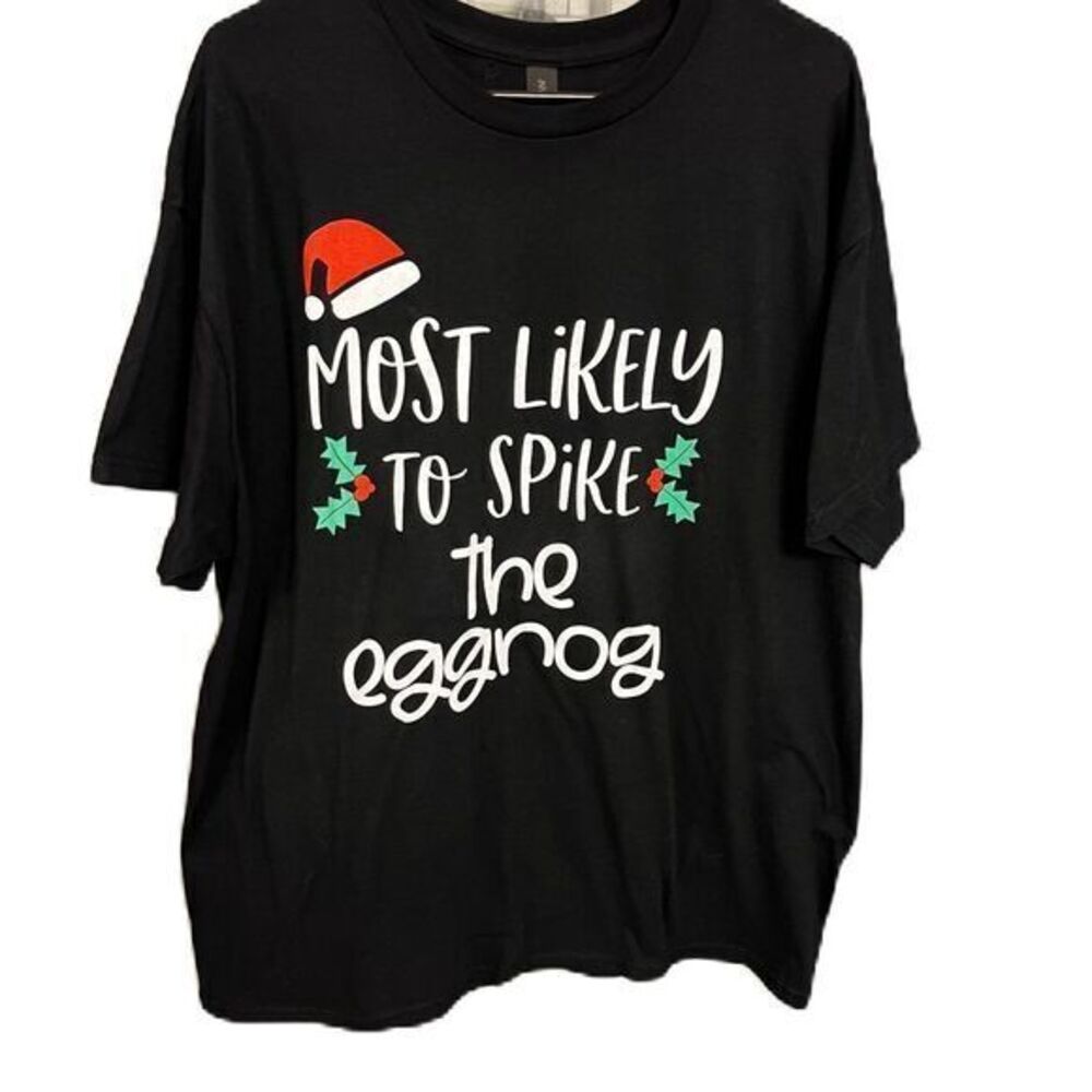 Unisex Christmas Shirt Gildan Black T-Shirt Short Sleeve with Graphic Print